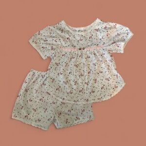 Vintage Edie Bee Girls Pajama Set 4T Floral Rosebud Short Sleeve & Shorts NWOT